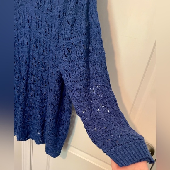 NWT Plus Size Lane Bryant Crochet Knit Sweater Royal Blue, 22W/24W, Beach Vacay - Picture 5 of 10